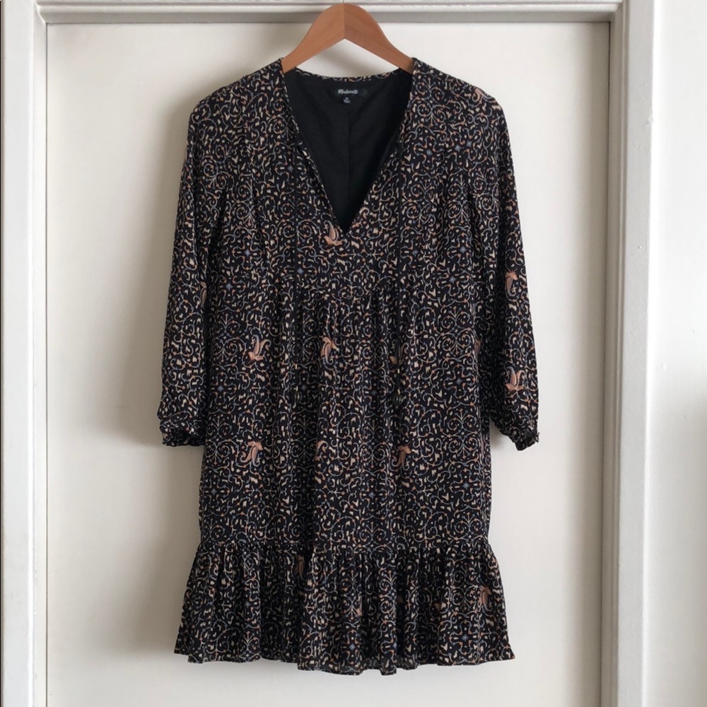 Madewell Printed Mini Dress with Ruffle Hem